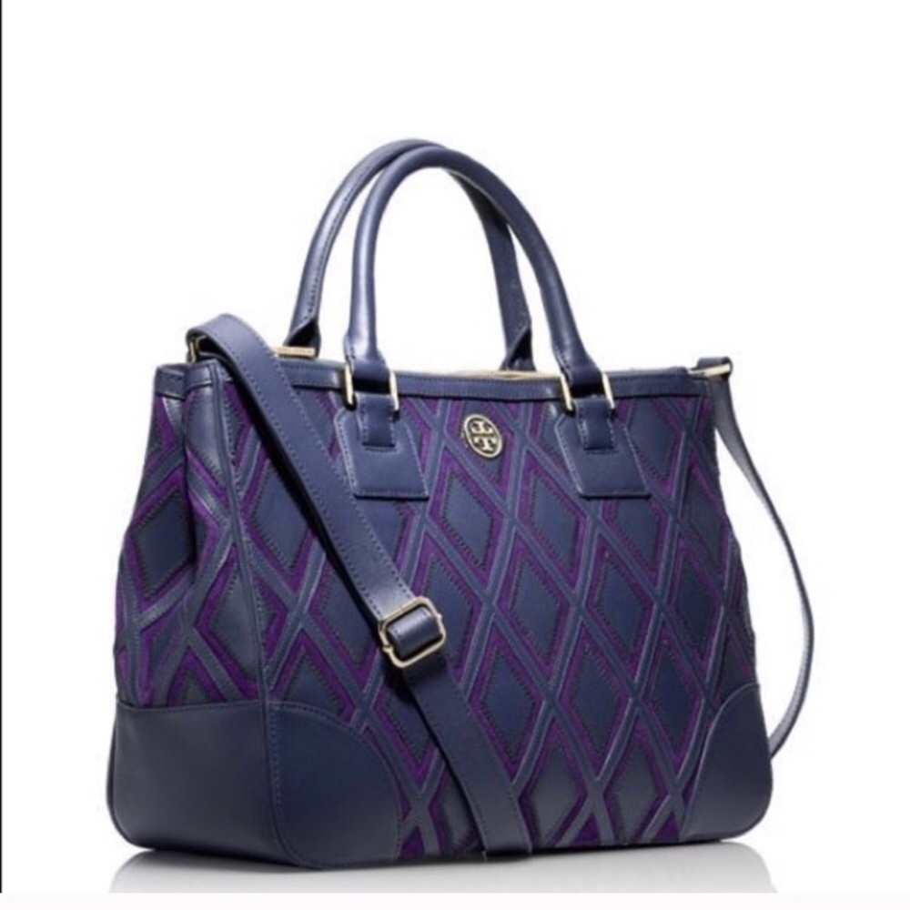 Tory Burch Robinson Double Zip. Diamond Pattern.