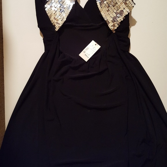 NWT BLACK DRESS, WITH SILVER BLING Med - Picture 3 of 4