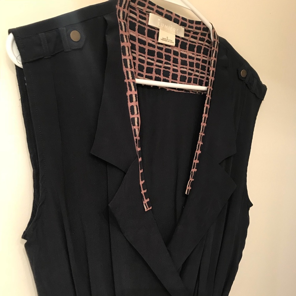 Short dark navy silk dress