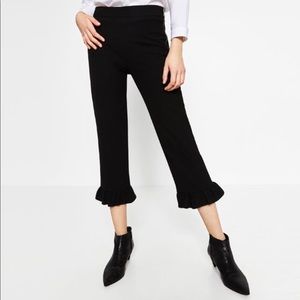 ZARA Frill Hem Cropped Trousers