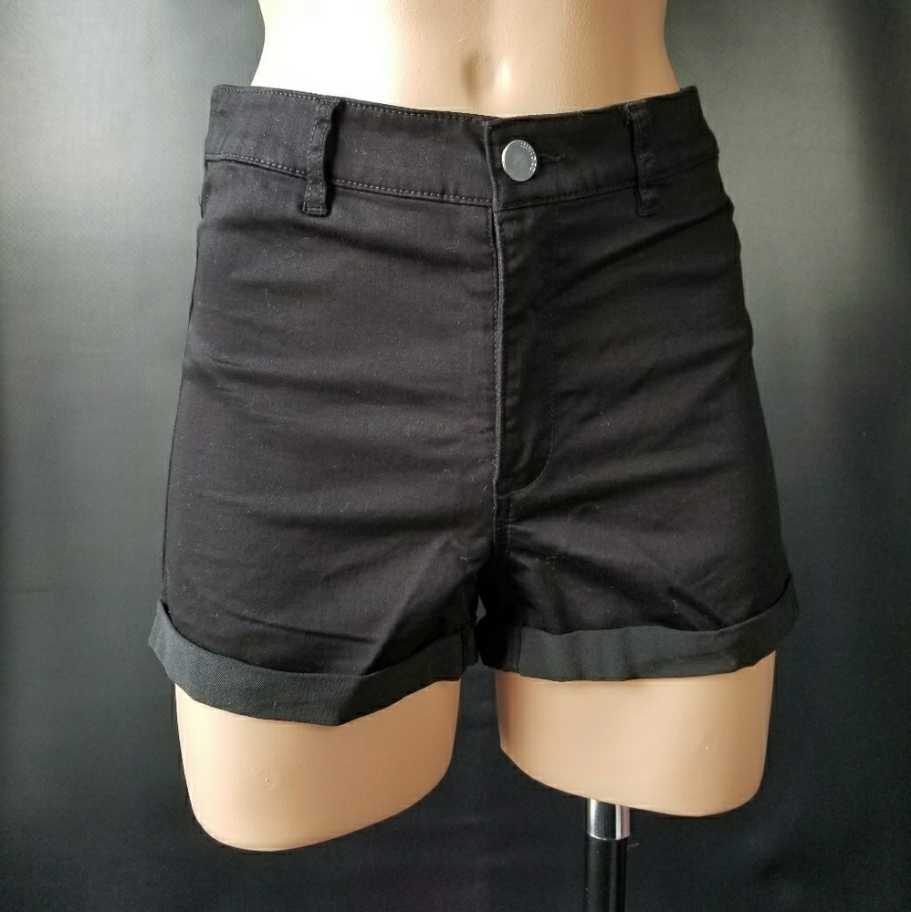 Black Denim High Waisted Shorts