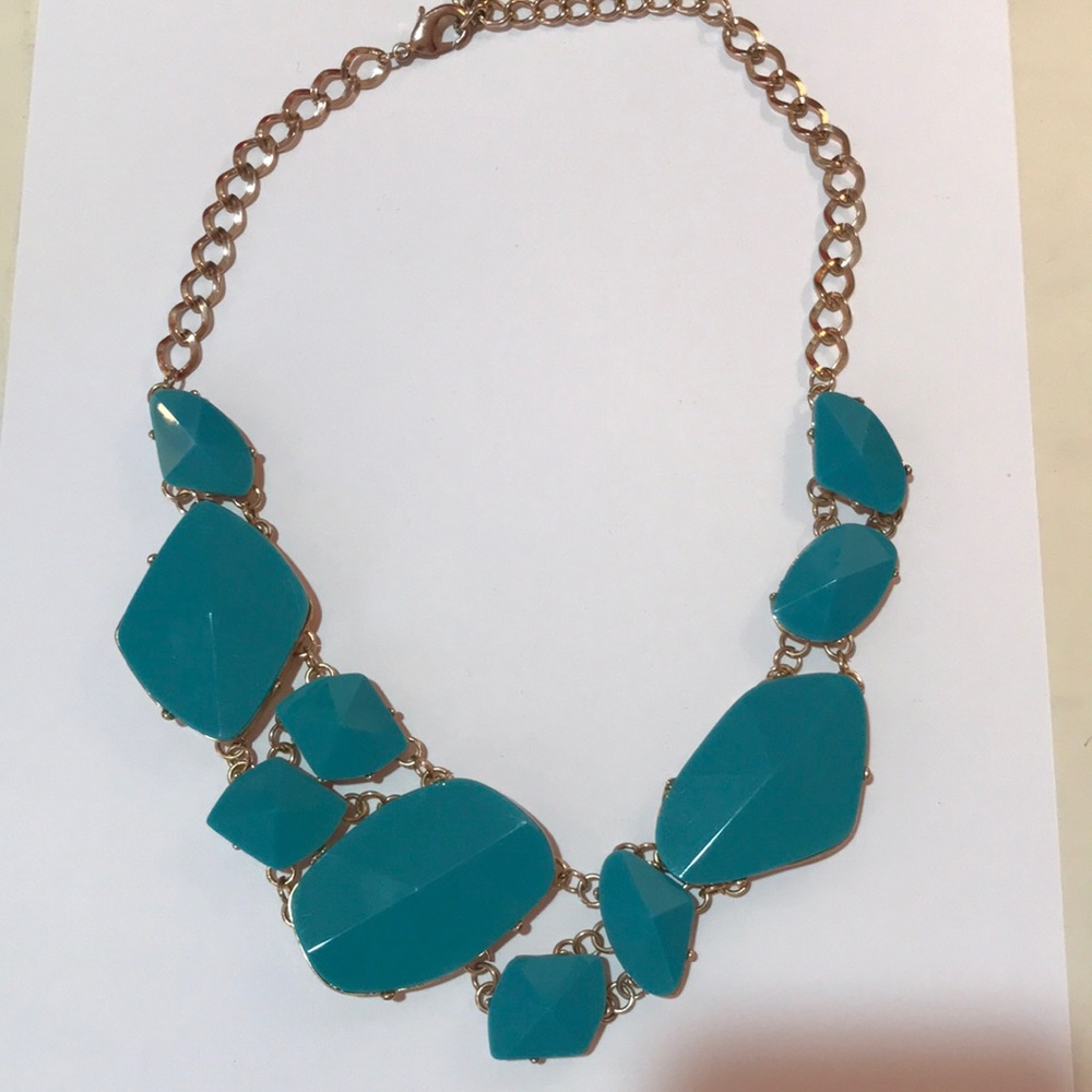Teal and gold necklace