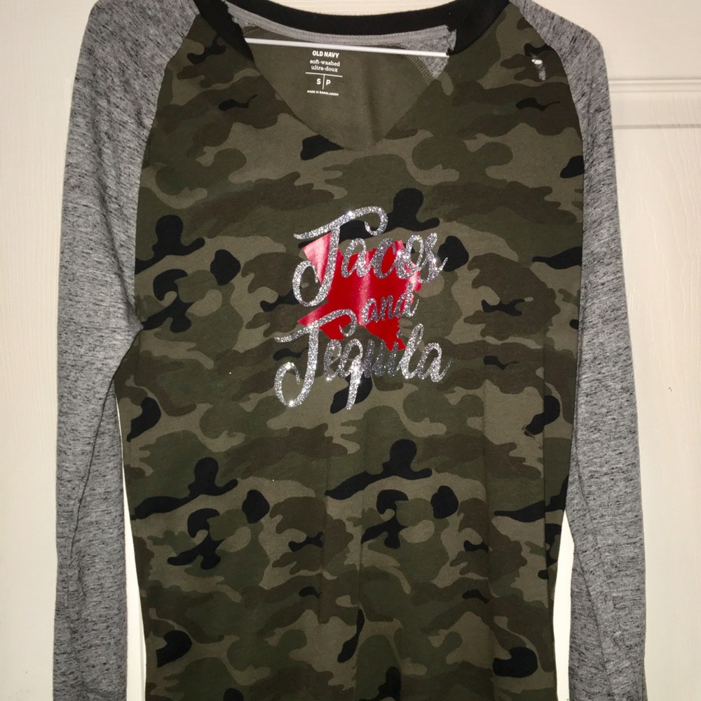 Tacos & Tequila Camo baseball tshirt