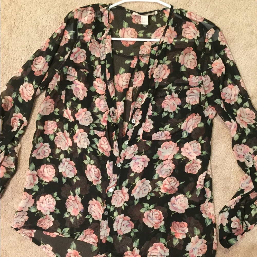 Floral sheer blouse
