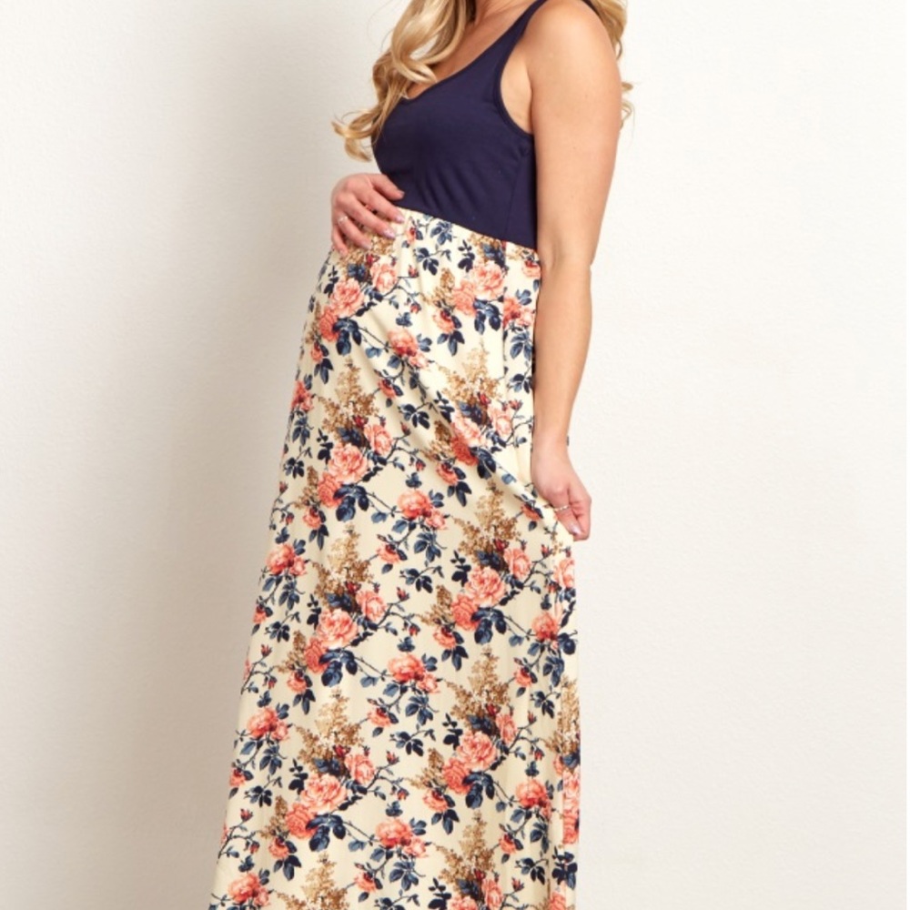 Maxi racer back tank floral maternity dress