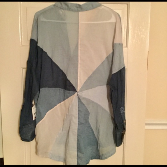 Free People unique blue combo blouse, XS SALE!!! - Picture 2 of 8