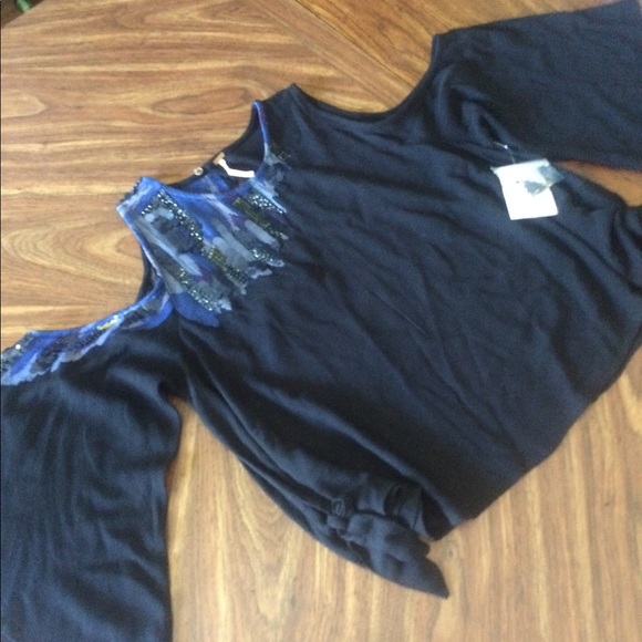 🌹free people off the shoulder rhinestones blouse - Picture 7 of 8