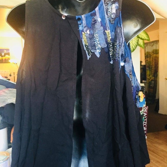 🌹free people off the shoulder rhinestones blouse - Picture 2 of 8