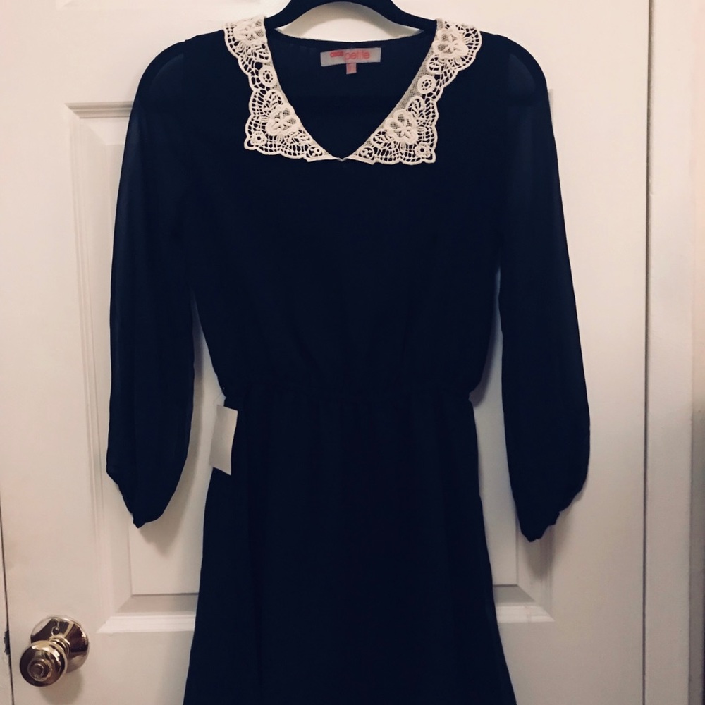 ASOS Petite Black Dress with White Collar Size 4