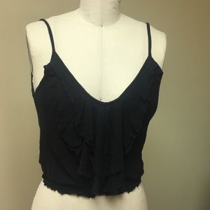 Spaghetti strap shirt with ruffle detail