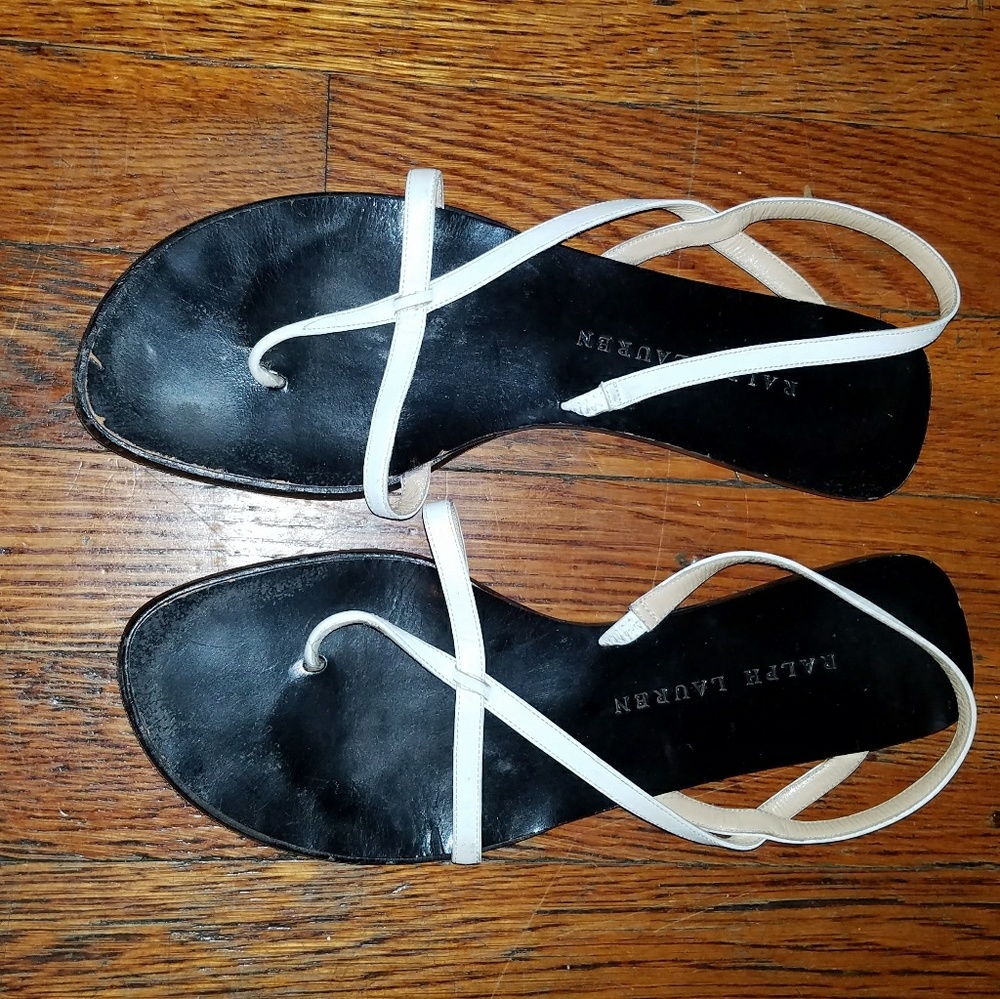 Ralph Lauren White Leather Sandals
