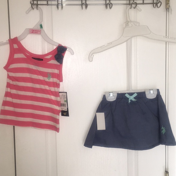 Polo Assn U.S Girls Fashion Top and Skort Set
