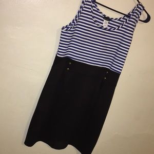 Blue white black dress