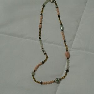 Vintage necklace!Jade, Coral, 2 hand painted beads