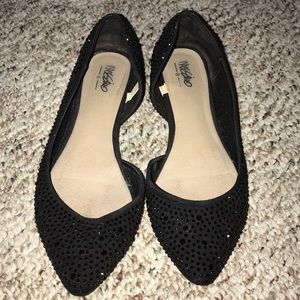 Black rhinestone flats