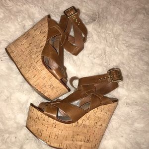 Steve Madden Brown/ Cork Wedges