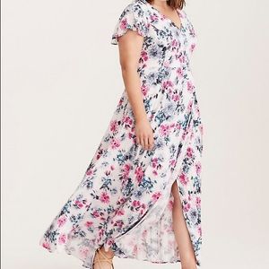 Torrid blue and pink floral maxi dress
