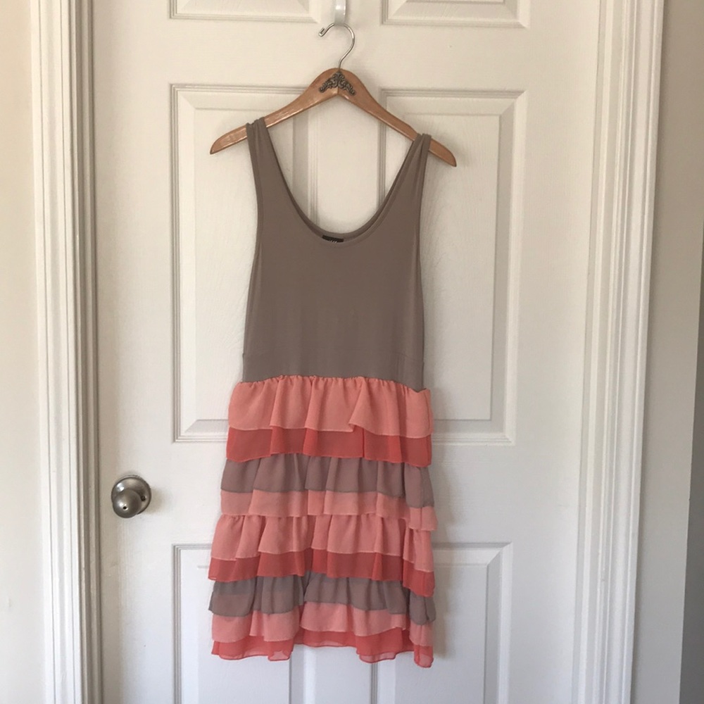 Taupe and Orange H&M Ruffle Dress