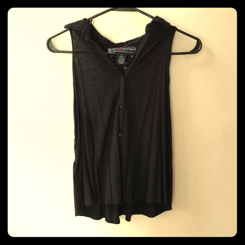 BLACK BUTTON UP W/ LACE BACK TANK TOP