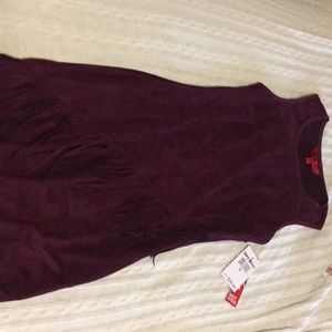 Merlot velvet fringe dress
