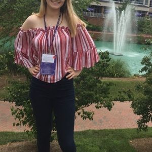 Bell sleeve off the shoulder top