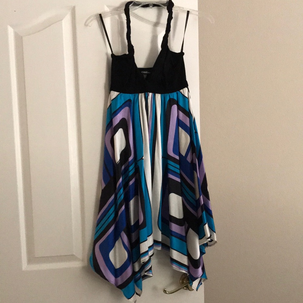 Bebe Twist Halter Handkerchief Dress