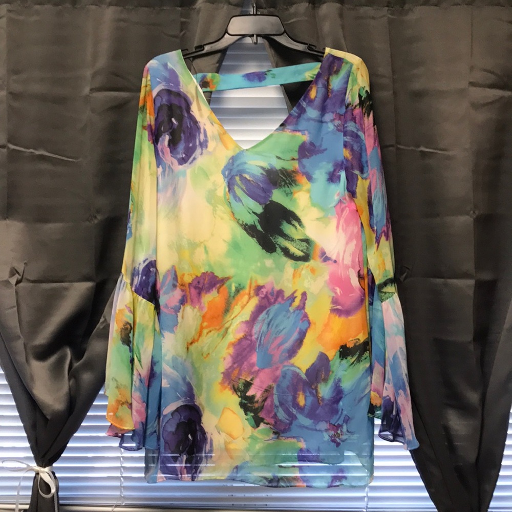 Long Sleeve Color Printed Dress