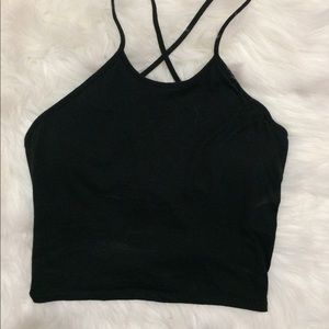 Black cross back tank top