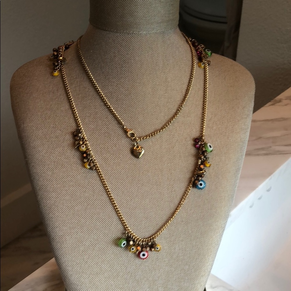 Betsey Johnson long evil eye necklace