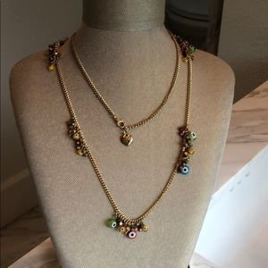 Betsey Johnson long evil eye necklace