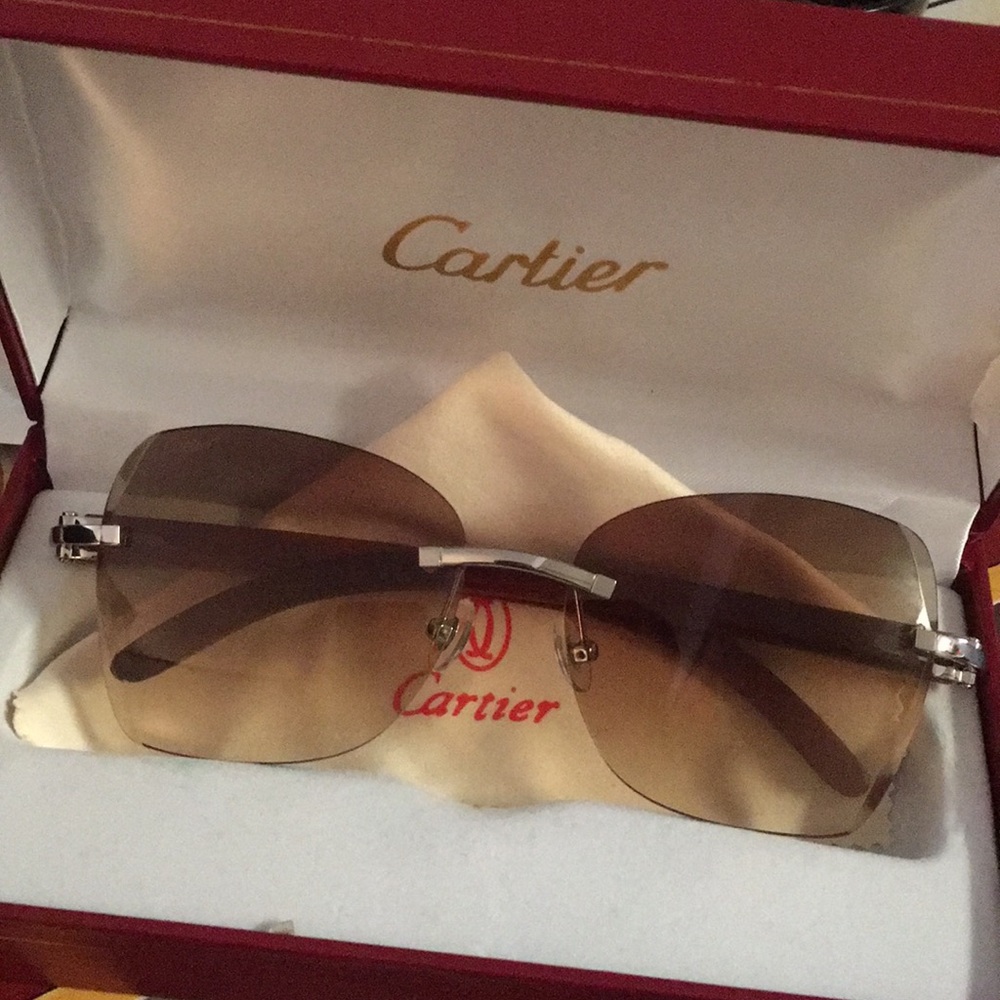 Cartier wood frame glasses