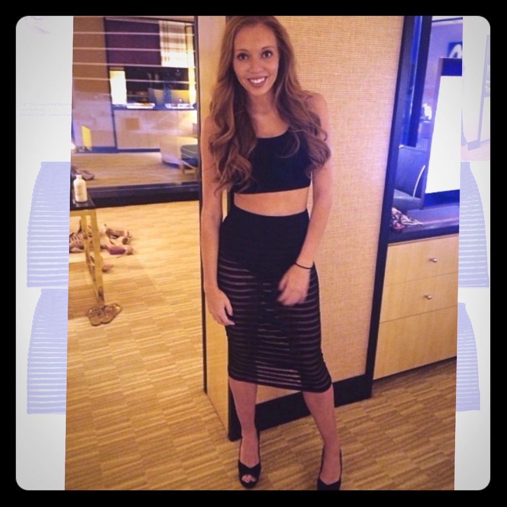 Black sheer striped skirt