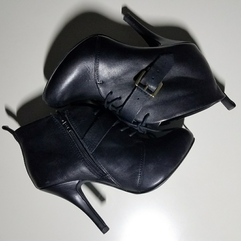 Black Leather Stiletto Booties *ONLY WORN ONCE*