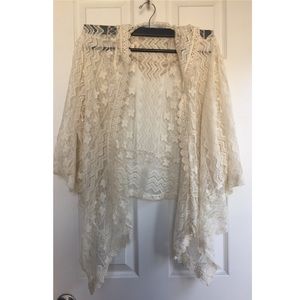 Cream hooded shrug