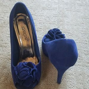 Qupid Blue Suede Heels