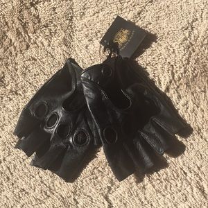 Men's shortly Leather Driving Gloves ( fingerless)