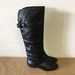 Coach Knee High Black Leather Riding Boots Size 8B