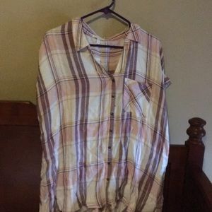 Plaid Short Sleeve Blouse
