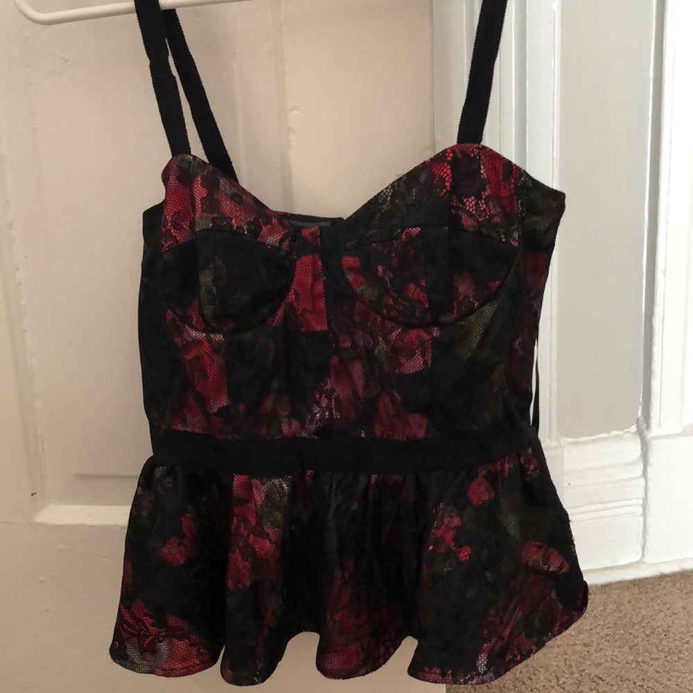 Peplum floral lace top