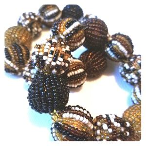 Beaded Brown Stretchy Bracelet