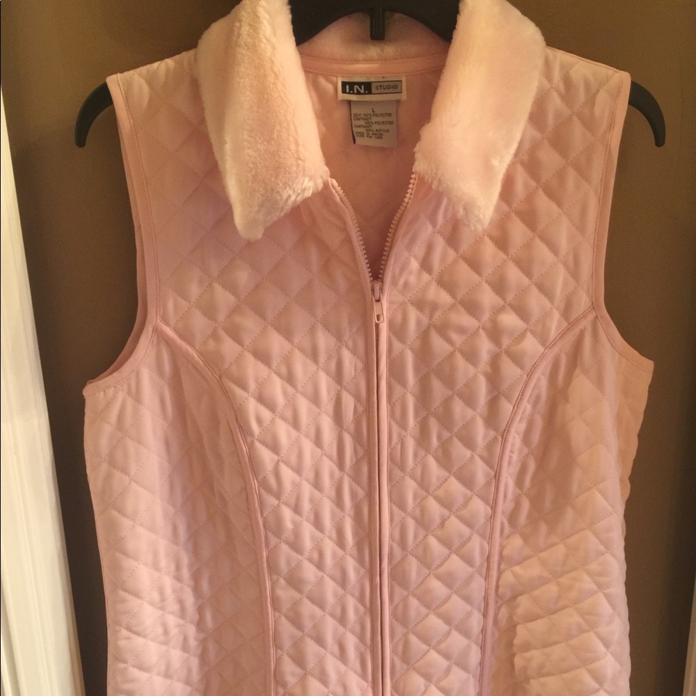 pink puffer vest