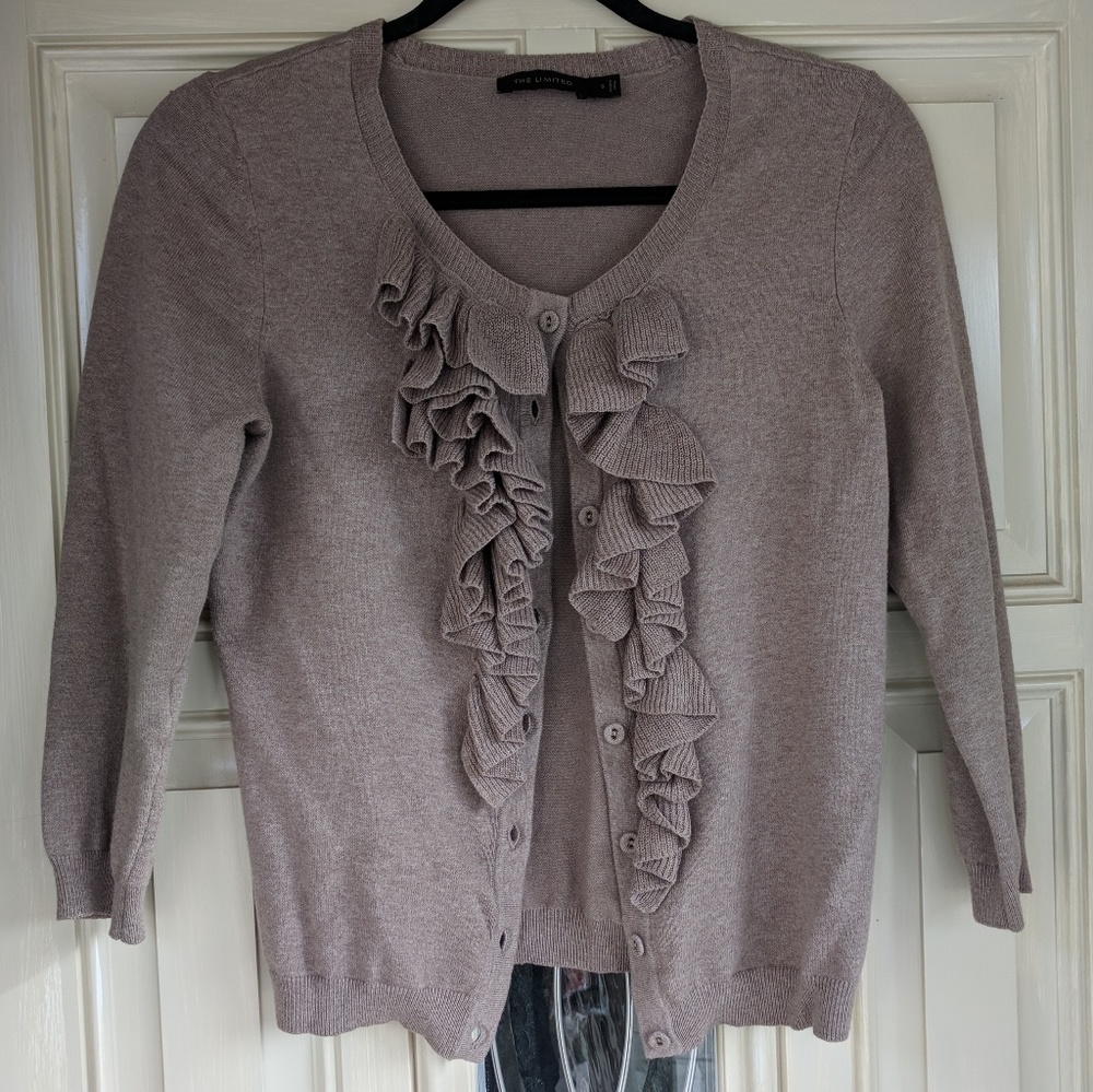 The Limited Tan Ruffle Cardigan - size S