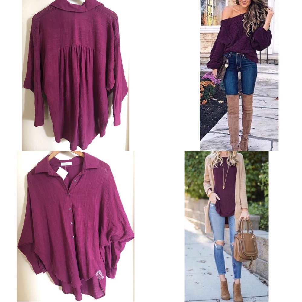 Entro deep purple batwing blouse size small BNWT