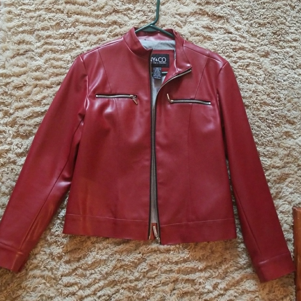 Red NY & CO faux leather jacket size S