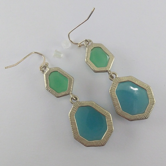 Gold Hexagon Fashion Earrings - Picture 2 of 4