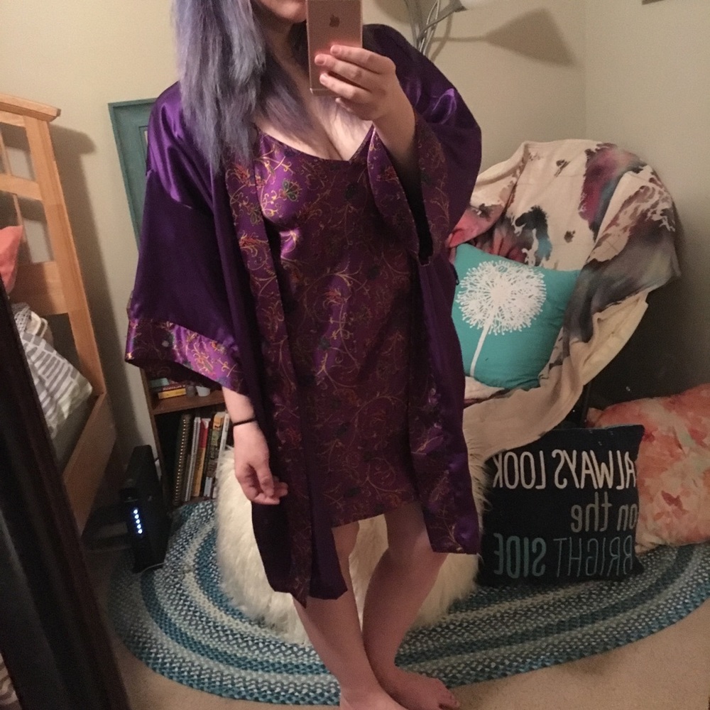 Purple chemise and matching robe