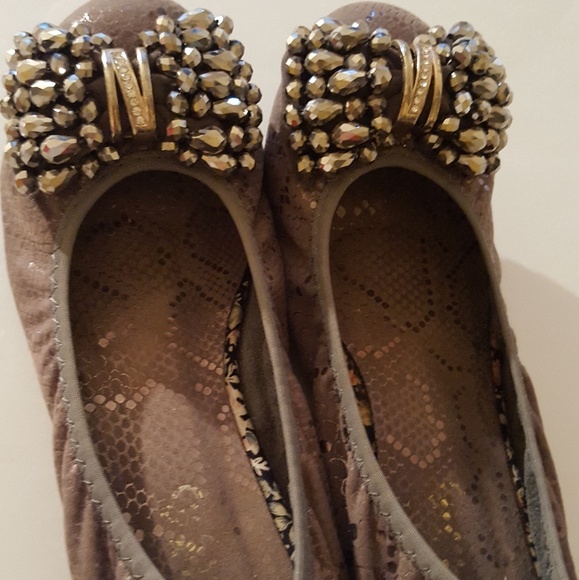 BLINGED OUT DARK GREY FLATS 7.5 - Picture 1 of 4