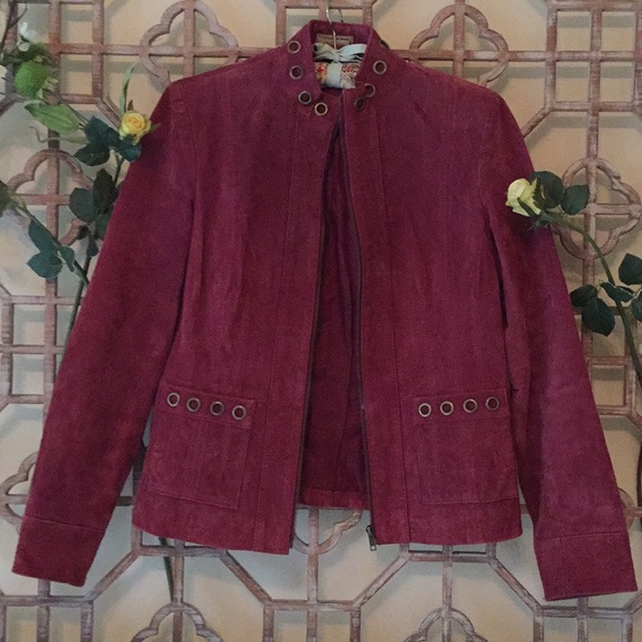 Ruff Hewn Jackets & Blazers - Ruff Hewn berry colored leather jacket