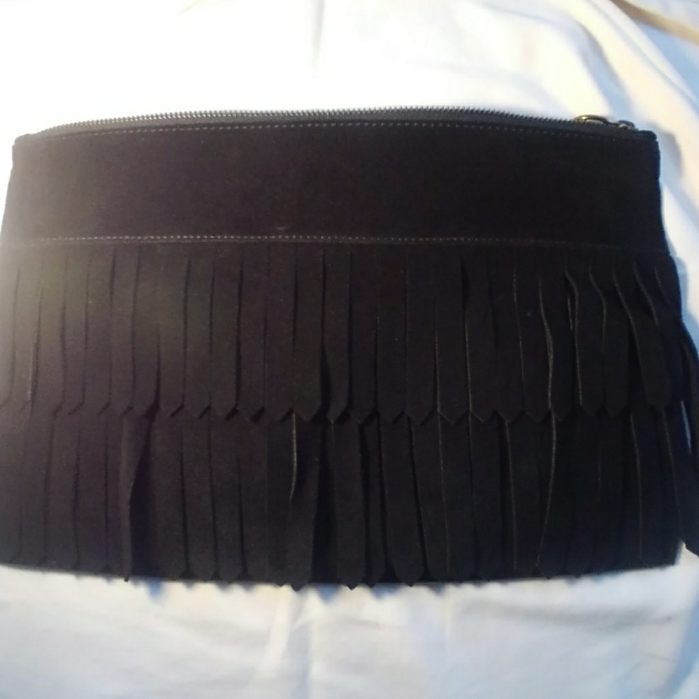Madewell suede fringe clutch