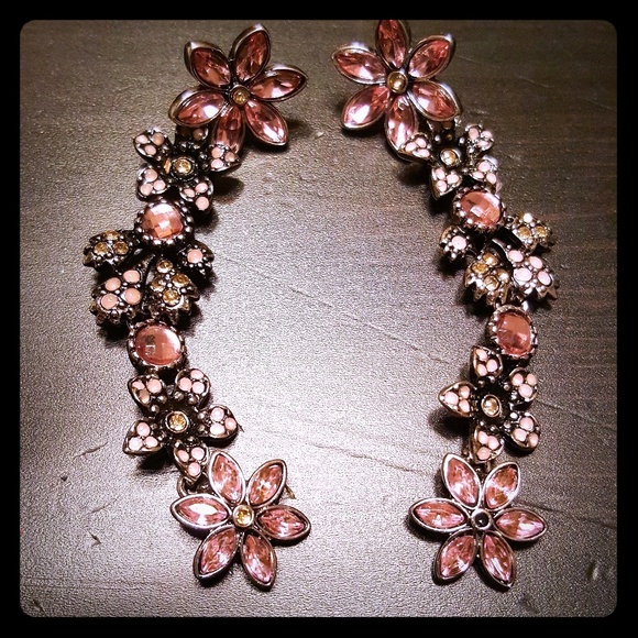Dangling Flower Earrings Pink - Picture 1 of 4